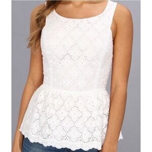 LILLY PULITZER White Eyelet Ashton Peplum Top 4 Bridal Cottage